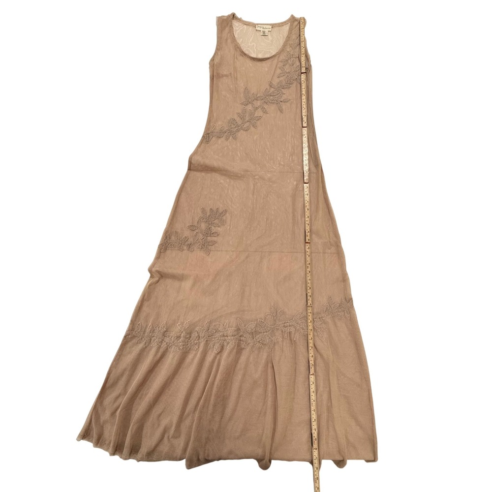 Project Alabama Maxi Dress Size 6 Beige Sleeveless Embroidered Cotton Blend 264